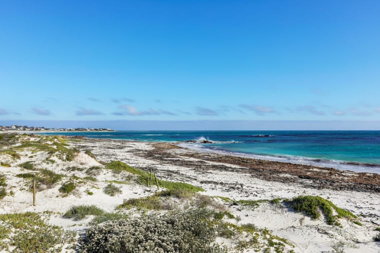 Long Beach and breaking surf seen from the dune in front of the house
