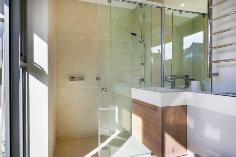 One of the en-suite shower rooms with a timber vanity